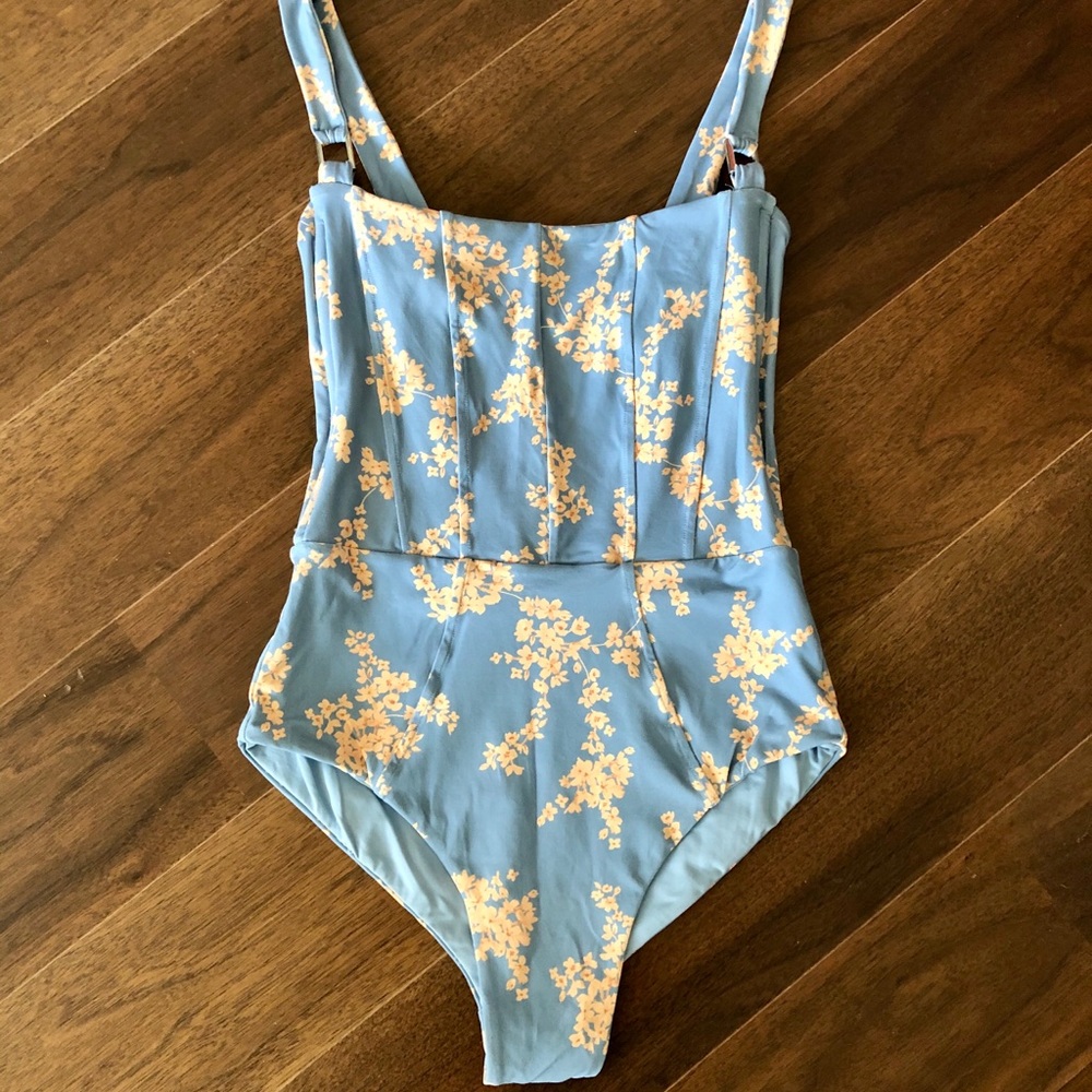 Revel Rey Blue Botanical Hunter One-Piece Swimsuit - Picture 3 of 16